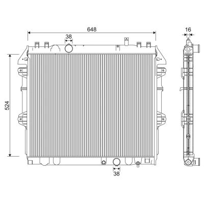 Bilde av VALEO 701345 Radiator Aluminium 524 648 16 uten hette Kjøleribber loddet TOYOTA: HILUX 3 Pick up, 6 up