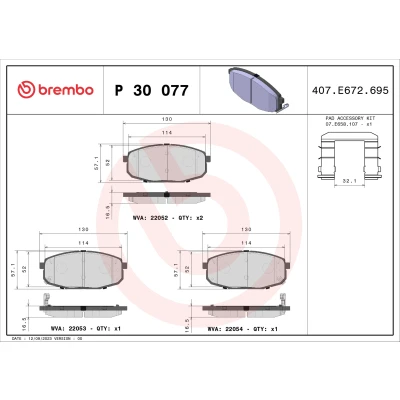 Bilde av BREMBO P 30 077 Bremseklosser med akustisk slitasjevarsel tilbehør KIA: SOUL 2, HYUNDAI: Kona SUV