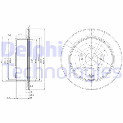 Bilde av DELPHI BG3166 Bremseskiver 291 18 5 ventilert oljet ubehandlet uten hjullager, ABS sensorring TOYOTA: Supra III