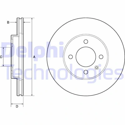 Bilde av DELPHI BG2455 Bremseskiver 256 20 4 ventilert oljet ubehandlet uten hjullager, ABS sensorring VOLKSWAGEN: GOLF 3, Caddy 2