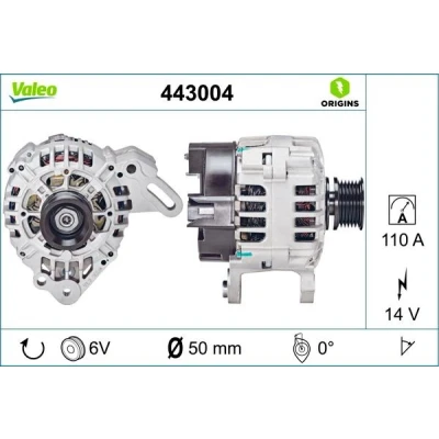 Bilde av VALEO 443004 Dynamo 14V 110A VOLKSWAGEN: Caddy 3, Polo V Hatchback, Golf Plus / Crossgolf, SKODA: Octavia 2 Combi, II AUDI: A2