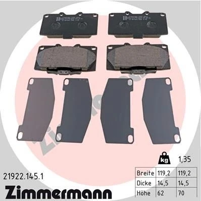 Bilde av ZIMMERMANN 21922.145.1 Bremseklosser med akustisk slitasjevarsel Bildet viser leveranseinnholdet SUBARU: Impreza II Sedan, Stasjonsvogn