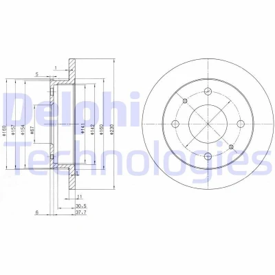 Bilde av DELPHI BG3337 Bremseskiver 230 11 4 fullt ut oljet ubehandlet uten hjullager, ABS sensorring