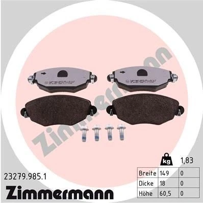 Bilde av ZIMMERMANN 23279.985.1 Bremseklosser med skruer Bildet viser leveranseinnholdet FORD: MONDEO 3 Kombi, 3, Stufenheck