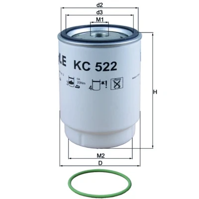 Bilde av MAHLE ORIGINAL KC 522D Drivstoffilter Påskruingsfilter MAN: TGL