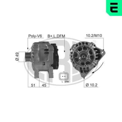 Bilde av Dynamo, citroën,fiat,lancia,peugeot, 5702 A3, C9, E6, F0, K3, 5705 6D, 8C, AQ, AW, EN, FA,