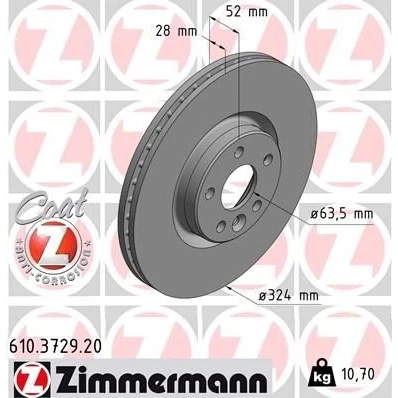 Bilde av ZIMMERMANN COAT Z 610.3729.20 Bremseskiver 324 28 6/5 5 108 innvendig ventilert belagt VOLVO: XC60 I