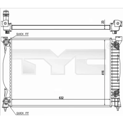 Bilde av TYC 702 0014 R Radiator 632 416 23 Automatisk girkasse Kjøleribber satt sammen mekanisk AUDI: A4 B6/B7 Cabrio, B7 Avant, A6 C5 Sedan