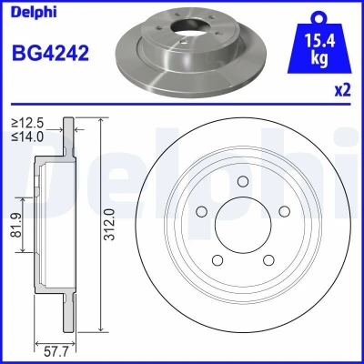 Bilde av DELPHI BG4242 Bremseskiver 312 14 5 fullt ut oljet ubehandlet uten hjullager, ABS sensorring