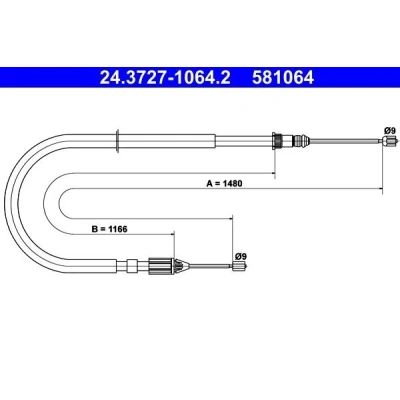 Bilde av ATE 24.3727 1064.2 Bremsekabel 1480