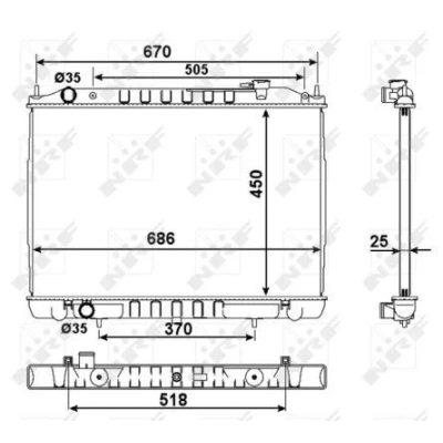 Bilde av NRF 58418 Radiator Aluminium 688 450 26 Kjøleribber loddet NISSAN: Navara Pick up