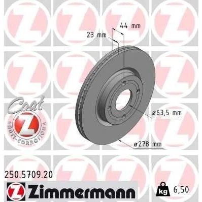 Bilde av ZIMMERMANN 250.5709.20 Bremseskiver 278 23 4/4 4 108 innvendig ventilert belagt FORD: FIESTA 7