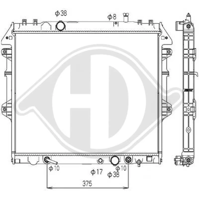 Bilde av DIEDERICHS DCM3324 Radiator Aluminium 525 650 26 Climate Kjøleribber loddet TOYOTA: HILUX 3 Pick up