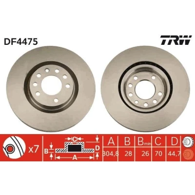 Bilde av TRW DF4475 Bremseskiver 304,8 28 7 110 ventilert spraylakkert høy karbon