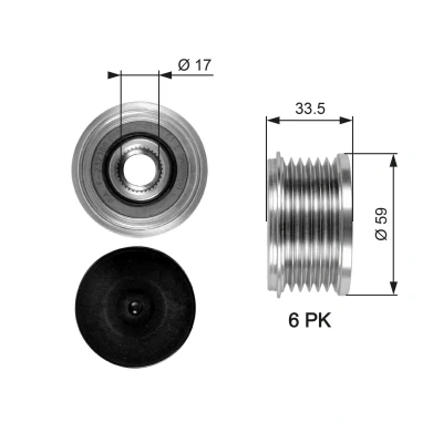 Bilde av GATES OAP7080 Frihjul Dynamo 33,5 FleetRunner Micro V Stretch Fit FORD: MONDEO 4 Turnier, S Max Mk1, 4, PEUGEOT: 307 Stasjonsvogn