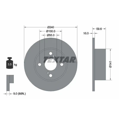 Bilde av TEXTAR 92136000 Bremseskiver 240 10 04/06 100 fullt ut uten hjulfestebolt, hjulnav TOYOTA: Corolla VIII Liftback, Sedan