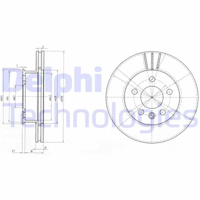 Bilde av DELPHI BG2717 Bremseskiver 280 24 5 ventilert oljet ubehandlet uten hjullager, ABS sensorring VOLKSWAGEN: Transporter 4 Bus,