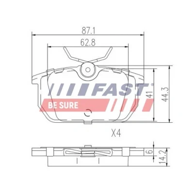 Bilde av FAST FT29035 Bremseklosser bakaksel ekskl. slitasjevarselkontakt AUDI: A8 D2, A6 C4 Avant, A4 B5 LANCIA: Thema Stasjonsvogn