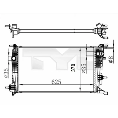 Bilde av TYC 728 0065 R Radiator 625 378 23 Kjøleribber satt sammen mekanisk