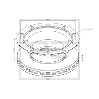 Bilde av PETERS ENNEPETAL 046.380 00A Bremseskiver 374 45 10 335 innvendig ventilert