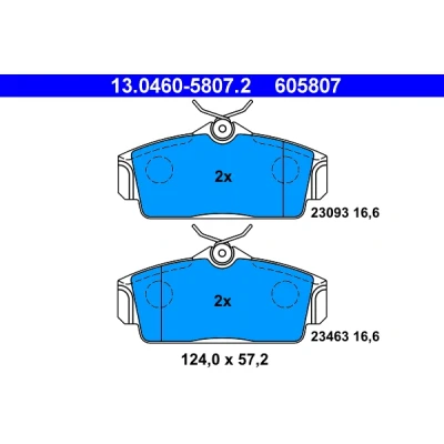 Bilde av ATE 13.0460 5807.2 Bremseklosser ekskl. slitasjevarselkontakt NISSAN: Almera II Hatchback, Primera Hatchback