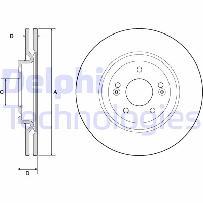 Bilde av DELPHI BG4683C Bremseskiver 320 28 5 ventilert belagt ubehandlet uten hjullager, ABS sensorring HYUNDAI: i40 Stasjonsvogn, ix35, Kona SUV
