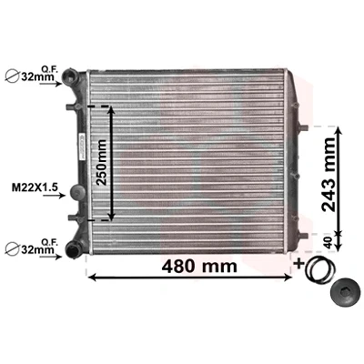 Bilde av VAN WEZEL 76002005 Radiator Aluminium 400 430 23 *** IR PLUS med tilbehør Kjøleribber satt sammen mekanisk SKODA: Fabia 2, 1 Combi