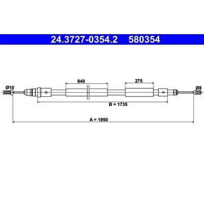 Bilde av ATE 24.3727 0354.2 Bremsekabel 1950