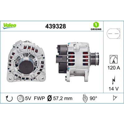Bilde av VALEO 439328 Dynamo 14V 120A VOLKSWAGEN: Transporter 5 Bus, 5, Passat B5 GP Stasjonsvogn, AUDI: A6 C5 Avant, A3 Sportback, A4 Avant
