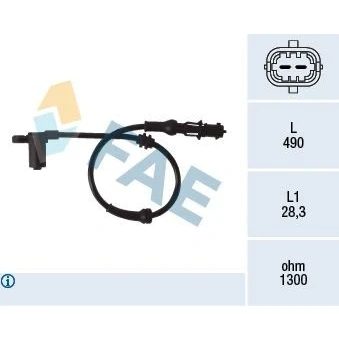 Bilde av FAE 78077 ABS Sensor framaksel induktiv 2 490 OPEL: Combo C Varebil / Stasjonsvogn
