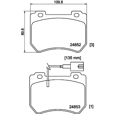 Bilde av HELLA 8DB 355 014 651 Bremseklosser med integrert slitasjevarselkontakt ALFA ROMEO: 159 Sportwagon, Brera