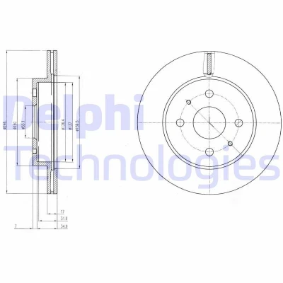 Bilde av DELPHI BG4128 Bremseskiver 246 17 4 ventilert oljet ubehandlet uten hjullager, ABS sensorring DAIHATSU: Sirion II, SUBARU: JUSTY