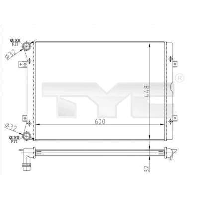 Bilde av TYC 737 0067 R Radiator 600 448 32 Manuel girkasse Kjøleribber satt sammen mekanisk SEAT: Alhambra I, VOLKSWAGEN: Sharan I