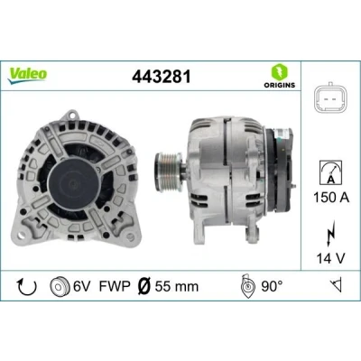 Bilde av VALEO 443281 Dynamo 14V 150A NISSAN: Qashqai / Qashqai+2 I, Note NV200 Varebil Stasjonsvogn, RENAULT: MEGANE 2 Kombi