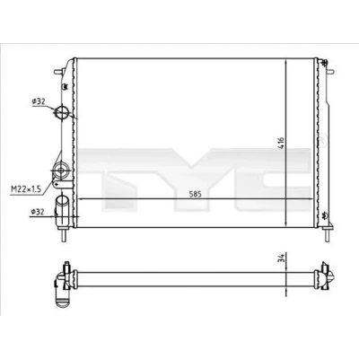 Bilde av TYC 728 0055 R Radiator 585 416 34 Kjøleribber satt sammen mekanisk