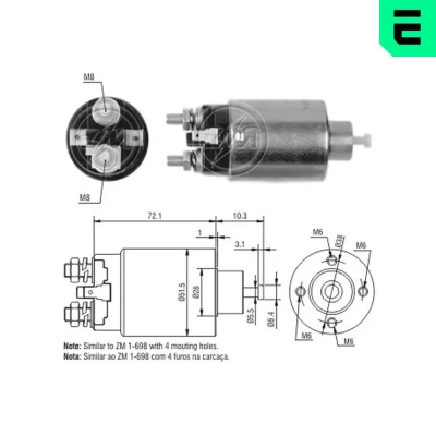 Bilde av Magnetbryter, starter, hyundai,mitsubishi, M001T71781, M001T71781A, M001T72581, M001T72583, M001T72583G, M001T72681, M001T73281, M001T73