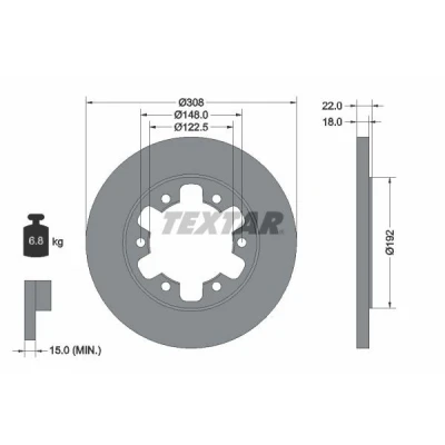 Bilde av TEXTAR PRO 92275803 Bremseskiver 308 18 06/06 148 fullt ut belagt uten hjulfestebolt, hjulnav FORD: Transit V363 Van, Mk6 Minibuss