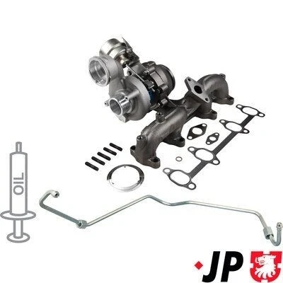 Bilde av JP GROUP 1117800510 Turbolader Eksosturbolader inkl. tetningssett, med oljetilløpsledning VOLKSWAGEN: Passat B6 Variant, Golf 5, Caddy 3