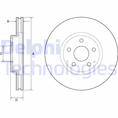 Bilde av DELPHI BG4803C Bremseskiver 300 28 5 ventilert belagt ubehandlet uten hjullager, ABS sensorring FORD: S Max Mk2, Galaxy Mk3 MPV