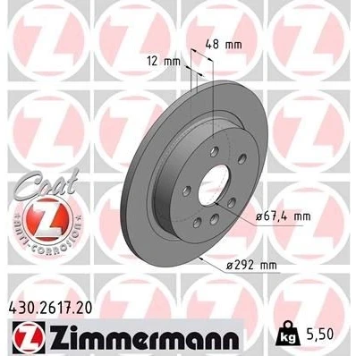 Bilde av ZIMMERMANN COAT Z 430.2617.20 Bremseskiver 292 12 6/5 5 120 fullt ut belagt OPEL: Insignia A Sports Tourer, Hatchback, Sedan