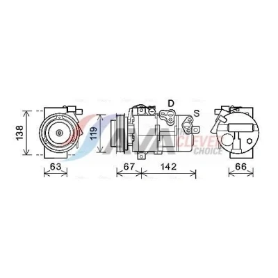 Bilde av PRASCO KAK216 Kompressor DV16 PAG 46 R 134a