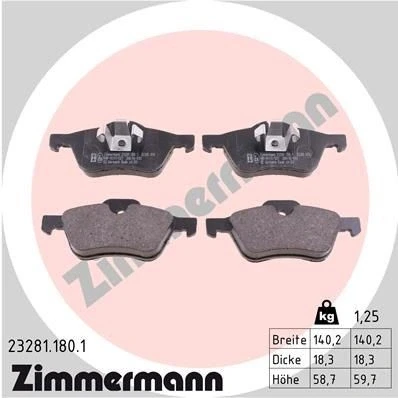 Bilde av ZIMMERMANN 23281.180.1 Bremseklosser klargjort for slitasjeindikator Bildet viser leveranseinnholdet MINI: Hatchback, Cabrio