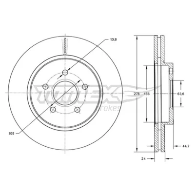 Bilde av Bremseskive TOMEX Brakes TX 72 27