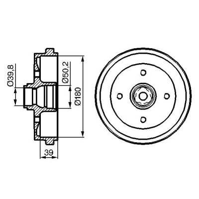 Bilde av BOSCH 0 986 477 111 Bremsetrommel med hjullager 211 bakaksel VOLKSWAGEN: GOLF 2, 1, Polo III Variant