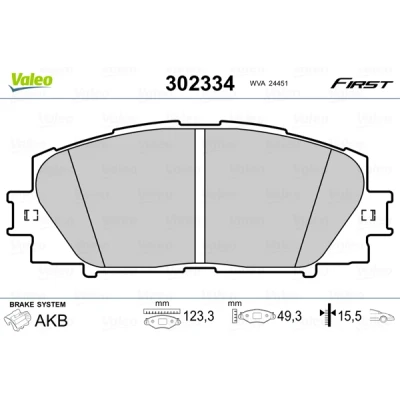Bilde av VALEO 302334 Bremseklosser framaksel ekskl. slitasjevarselkontakt uten antiskrike blikk TOYOTA: Prius III Hatchback, PHV LEXUS: CT