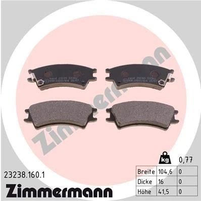 Bilde av ZIMMERMANN 23238.160.1 Bremseklosser med akustisk slitasjevarsel Bildet viser leveranseinnholdet