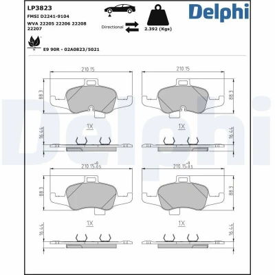 Bilde av Bremseklosser sett DELPHI LP3823