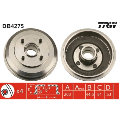 Bilde av TRW DB4275 Bremsetrommel 243 FORD: Focus Mk1 Hatchback