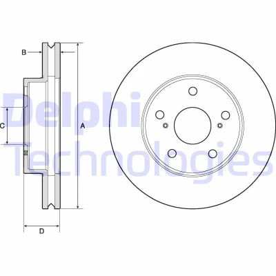 Bilde av DELPHI BG4758C Bremseskiver 275 28 5 ventilert belagt ubehandlet uten hjullager, ABS sensorring TOYOTA: HILUX 3 Pick up