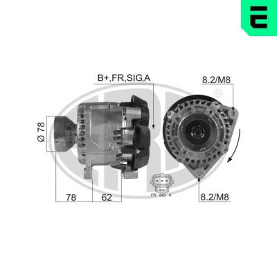 Bilde av ERA 210366A Dynamo 14V 124A FORD: Transit Connect Mk1 Van, Focus Stasjonsvogn, Tourneo